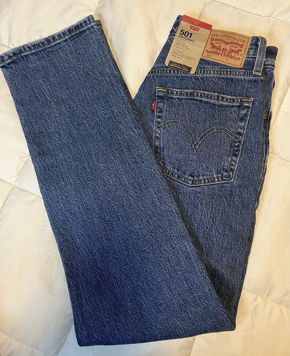 Levi's Women’s 501 Original Regular Denim Jeans Medium Indigo Irregular 27 X 30